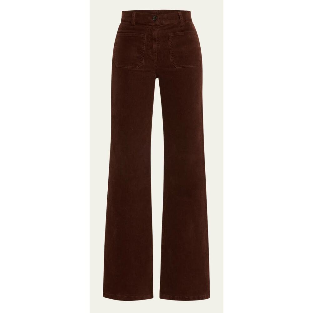 Nili Lotan Womans 2 Florence Wide Leg Corduroy Flare Pants High Rise Cigar Brown - Picture 14 of 14